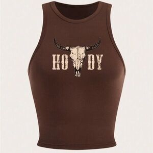 Brown Graphic Howdy Women's Tank Top